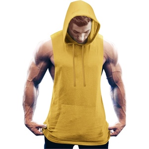 image:imageCOOFANDY Mens Workout Hooded Tank Tops Bodybuilding Muscle Cut Off T Shirt Sleeveless Gym HoodiesYellow