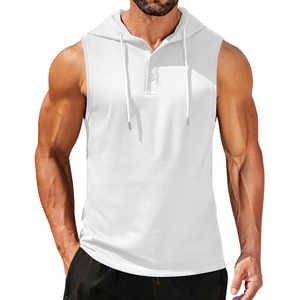 image:imageCOOFANDY Mens Workout Hooded Tank Tops Sleeveless Gym Hoodies Cotton Muscle Cut Off Shirt Bodybuilding Henley ShirtsWhite