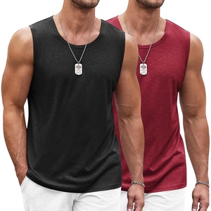 image:imageCOOFANDY Mens Workout Tank Top 2 Pack Casual Soft Sleeveless Gym Muscle Shirts Bodybuilding TeeBlack Wine Red