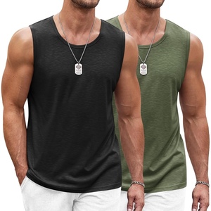 image:imageCOOFANDY Mens Workout Tank Top 2 Pack Casual Soft Sleeveless Gym Muscle Shirts Bodybuilding TeeBlackarmy Green