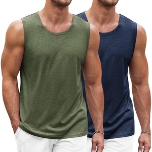 image:imageCOOFANDY Mens Workout Tank Top 2 Pack Casual Soft Sleeveless Gym Muscle Shirts Bodybuilding TeeNavyarmy Green