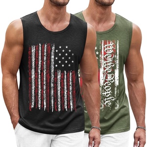 image:imageCOOFANDY Mens Workout Tank Top 2 Pack Casual Soft Sleeveless Gym Muscle Shirts Bodybuilding TeeUsa Flag 2