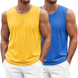 image:imageCOOFANDY Mens Workout Tank Top 2 Pack Casual Soft Sleeveless Gym Muscle Shirts Bodybuilding TeeYellowblue