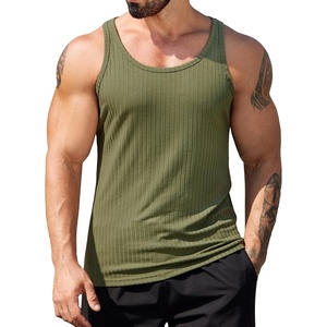 image:imageCOOFANDY Mens Workout Tank Top Ribbed Knit Sleeveless Gym Muscle T Shirts Bodybuilding TeeArmy Green1 Pcs
