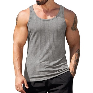 image:imageCOOFANDY Mens Workout Tank Top Ribbed Knit Sleeveless Gym Muscle T Shirts Bodybuilding TeeMedium Grey1 Pcs