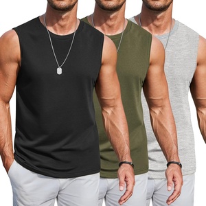 image:imageCOOFANDY Mens Workout Tank Tops Cotton 3 Pack Soft Gym Muscle Shirt Sleeveless Classic T ShirtsBlackLight GreyArmy Green