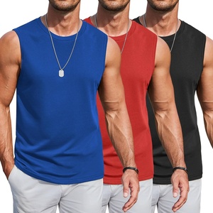 image:imageCOOFANDY Mens Workout Tank Tops Cotton 3 Pack Soft Gym Muscle Shirt Sleeveless Classic T ShirtsBlackRedBlue