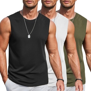 image:imageCOOFANDY Mens Workout Tank Tops Cotton 3 Pack Soft Gym Muscle Shirt Sleeveless Classic T ShirtsBlackWhiteArmy Green