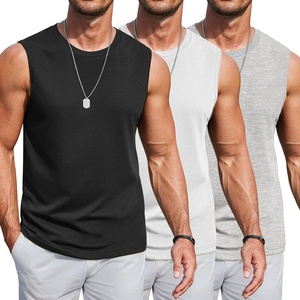 image:imageCOOFANDY Mens Workout Tank Tops Cotton 3 Pack Soft Gym Muscle Shirt Sleeveless Classic T ShirtsBlackWhiteLight Grey
