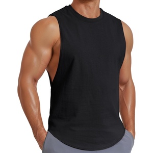 image:imageCOOFANDY Mens Workout Tank Tops Cotton Cut Off Sleeveless Muscle Shirts Gym Athletic Running T ShirtBlack