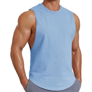 image:imageCOOFANDY Mens Workout Tank Tops Cotton Cut Off Sleeveless Muscle Shirts Gym Athletic Running T ShirtBlue