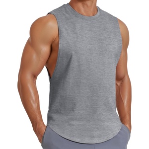 image:imageCOOFANDY Mens Workout Tank Tops Cotton Cut Off Sleeveless Muscle Shirts Gym Athletic Running T ShirtLight Heather Gray