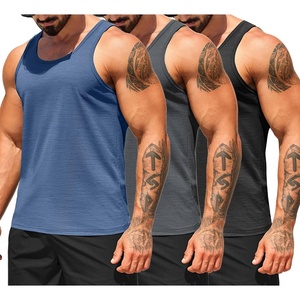 image:imageCOOFANDY Mens Workout Tank Tops Pack Dry Fit Sleeveless Running Shirts Gym Muscle Bodybuilding T ShirtsBlackDark GreyNavy Blue