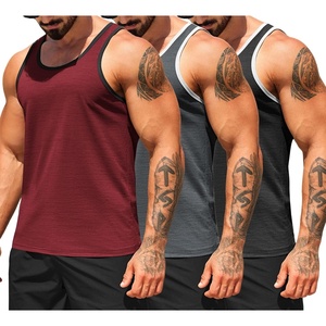 image:imageCOOFANDY Mens Workout Tank Tops Pack Dry Fit Sleeveless Running Shirts Gym Muscle Bodybuilding T ShirtsBlackDark GreyWine Red