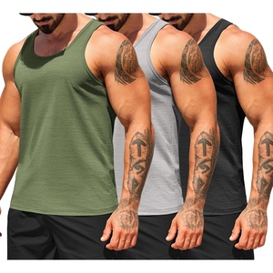 image:imageCOOFANDY Mens Workout Tank Tops Pack Dry Fit Sleeveless Running Shirts Gym Muscle Bodybuilding T ShirtsBlackGreyArmy Green