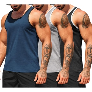 image:imageCOOFANDY Mens Workout Tank Tops Pack Dry Fit Sleeveless Running Shirts Gym Muscle Bodybuilding T ShirtsBlackGreyNavy Blue