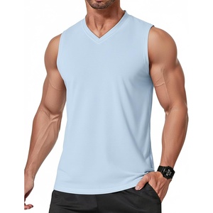image:imageCOOFANDY Mens Workout Tank Tops V Neck Sleeveless Shirts Quick Dry Athletic Gym Muscle T Shirt Lightweight Soft TeeLight Blue