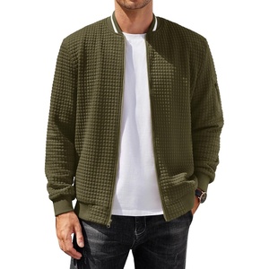 image:imageCOOFANDY Mens Zip Up Sweater Jacket Waffle Sweatshirt Knit Bomber Lightweight Casual JacketsArmy Green