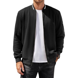 image:imageCOOFANDY Mens Zip Up Sweater Jacket Waffle Sweatshirt Knit Bomber Lightweight Casual JacketsBlack