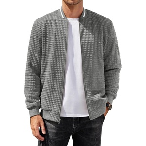 image:imageCOOFANDY Mens Zip Up Sweater Jacket Waffle Sweatshirt Knit Bomber Lightweight Casual JacketsDark Grey