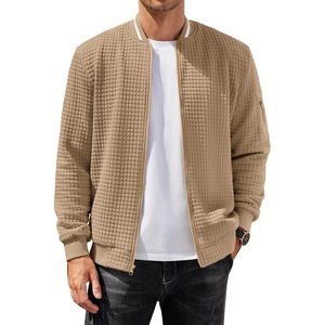 image:imageCOOFANDY Mens Zip Up Sweater Jacket Waffle Sweatshirt Knit Bomber Lightweight Casual JacketsKhaki