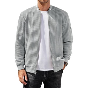 image:imageCOOFANDY Mens Zip Up Sweater Jacket Waffle Sweatshirt Knit Bomber Lightweight Casual JacketsLight Grey