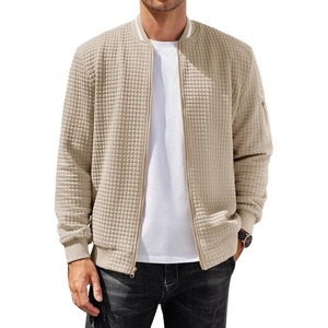 image:imageCOOFANDY Mens Zip Up Sweater Jacket Waffle Sweatshirt Knit Bomber Lightweight Casual JacketsLight Khaki