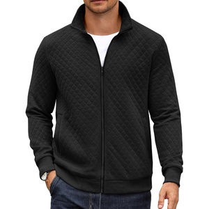 image:imageCOOFANDY Mens Zip Up Sweatshirt Mock Neck Quilted Jacket Casual Lightweight Sweater Jackets with PocketBlack