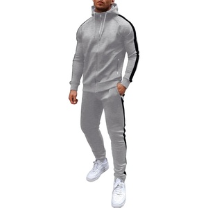 image:imageCOOFANDY Tracksuit Mens with Zipper Pockets Full Zip Hoodie Sweatsuit 2 Pieces Running Jogging Sports Casual Sweat SuitsLight Grey