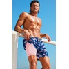 image:imageCOOFANDY 2 in 1 Mens Swim Trunks 7 Inch Quick Dry Board Shorts Beach Swim Shorts Bathing Suit with Compression LinerBlue Pink Flamingo