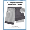 image:imageCOOFANDY 2 in 1 Mens Swim Trunks 7 Inch Quick Dry Board Shorts Beach Swim Shorts Bathing Suit with Compression LinerDark Gray