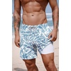 image:imageCOOFANDY 2 in 1 Mens Swim Trunks 7 Inch Quick Dry Board Shorts Beach Swim Shorts Bathing Suit with Compression LinerDeep Blue Plam Leaf