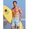 image:imageCOOFANDY 2 in 1 Mens Swim Trunks 7 Inch Quick Dry Board Shorts Beach Swim Shorts Bathing Suit with Compression LinerDeep Blue Plam Leaf
