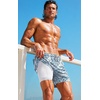 image:imageCOOFANDY 2 in 1 Mens Swim Trunks 7 Inch Quick Dry Board Shorts Beach Swim Shorts Bathing Suit with Compression LinerDeep Blue Plam Leaf