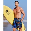 image:imageCOOFANDY 2 in 1 Mens Swim Trunks 7 Inch Quick Dry Board Shorts Beach Swim Shorts Bathing Suit with Compression LinerHawaiian Leaves
