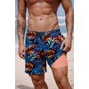 image:imageCOOFANDY 2 in 1 Mens Swim Trunks 7 Inch Quick Dry Board Shorts Beach Swim Shorts Bathing Suit with Compression LinerHawaiian Leaves