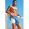 image:imageCOOFANDY 2 in 1 Mens Swim Trunks 7 Inch Quick Dry Board Shorts Beach Swim Shorts Bathing Suit with Compression LinerLight Blue