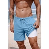 image:imageCOOFANDY 2 in 1 Mens Swim Trunks 7 Inch Quick Dry Board Shorts Beach Swim Shorts Bathing Suit with Compression LinerLight Blue