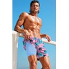 image:imageCOOFANDY 2 in 1 Mens Swim Trunks 7 Inch Quick Dry Board Shorts Beach Swim Shorts Bathing Suit with Compression LinerPink Tree