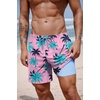 image:imageCOOFANDY 2 in 1 Mens Swim Trunks 7 Inch Quick Dry Board Shorts Beach Swim Shorts Bathing Suit with Compression LinerPink Tree