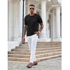 image:imageCOOFANDY Knit Polo Shirts for Men Short Sleeve Textured Polo Shirt Slim Fit Summer Collared T Shirt with PocketAblack