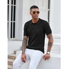 image:imageCOOFANDY Knit Polo Shirts for Men Short Sleeve Textured Polo Shirt Slim Fit Summer Collared T Shirt with PocketAblack