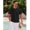 image:imageCOOFANDY Knit Polo Shirts for Men Short Sleeve Textured Polo Shirt Slim Fit Summer Collared T Shirt with PocketAblack