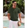 image:imageCOOFANDY Knit Polo Shirts for Men Short Sleeve Textured Polo Shirt Slim Fit Summer Collared T Shirt with PocketArmy Green