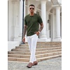 image:imageCOOFANDY Knit Polo Shirts for Men Short Sleeve Textured Polo Shirt Slim Fit Summer Collared T Shirt with PocketArmy Green