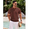 image:imageCOOFANDY Knit Polo Shirts for Men Short Sleeve Textured Polo Shirt Slim Fit Summer Collared T Shirt with PocketBrown