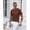 image:imageCOOFANDY Knit Polo Shirts for Men Short Sleeve Textured Polo Shirt Slim Fit Summer Collared T Shirt with PocketBrown