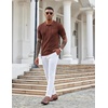 image:imageCOOFANDY Knit Polo Shirts for Men Short Sleeve Textured Polo Shirt Slim Fit Summer Collared T Shirt with PocketBrown
