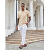 image:imageCOOFANDY Knit Polo Shirts for Men Short Sleeve Textured Polo Shirt Slim Fit Summer Collared T Shirt with PocketCream