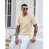 image:imageCOOFANDY Knit Polo Shirts for Men Short Sleeve Textured Polo Shirt Slim Fit Summer Collared T Shirt with PocketCream
